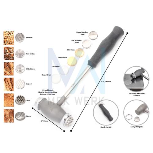 Texturing & Forming Hammer With 12 Interchangeable Tips.